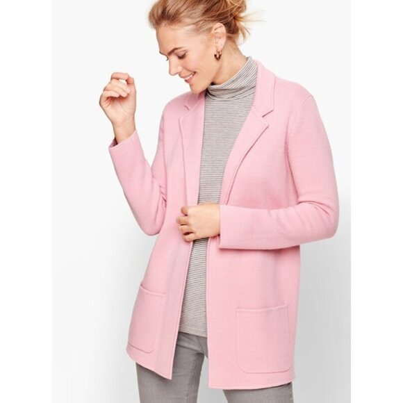 TALBOTS PINK CARDIGAN Open Sweater Blazer Size M - Picture 7 of 8